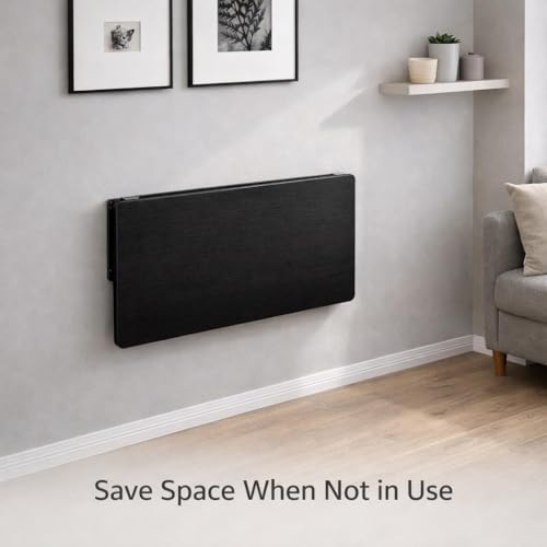 Image of Wall Mounted Folding Table, Premium Brown, 16 X 32 Inches