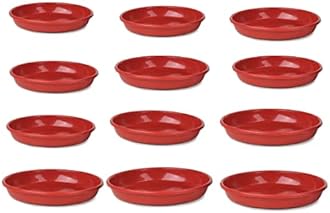 GTB Plants Bottom Plate, Drip Tray for Plants, Gamla, Terracotta Color| (8-inch, Red) Set of 12