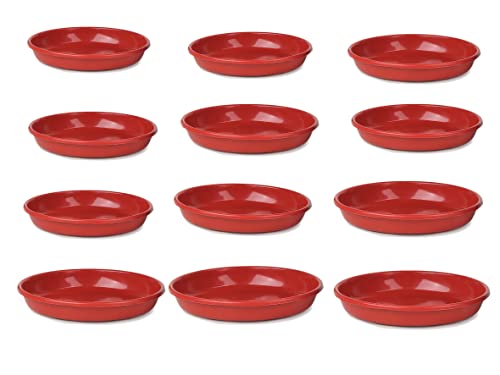 GTB Plants Bottom Plate, Drip Tray for Plants, Gamla, Terracotta Color| (8-inch, Red) Set of 12