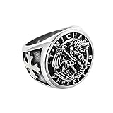 Magik 1-2 Pack Saint Michael Archangel Ring Vintage Stainless Steel Faith Bands Men (US 11, 1 Pack)