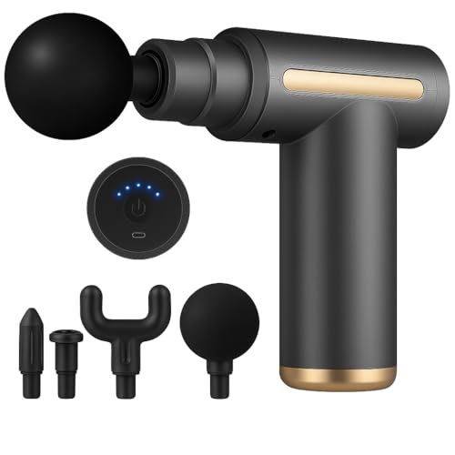 Mini Massage Gun Deep Tissue - Portable 6 Speed Level, Handheld Muscle Massager, 1800mAh Battery & Type-C Charging, Ultra-Quiet Massage Gun with 4 Massage Heads, for Muscle Pain Relief Recovery (Grey)