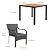 YITAHOME 5-Piece Patio Dining Set, Outdoor Wicker Conversation Furniture with Wooden Tabletop and Cushions, Wicker Square Dining Sets for Lawn Garden Backyard Deck