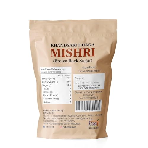 Image of Nature Vit Khandsari Dhaga Mishri 200 Gram | Pure Threaded Rock Sugar | Traditional Brown Mishri Candy For Pooja & Wellness