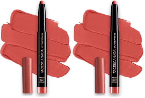 Image of FACES CANADA Ultime Pro HD Intense Matte Lipstick + Primer - Obsessed (Red), 1.4g | 9HR Long Stay | Flawless HD Matte Finish | Intense Color | Lightweight | Smooth Glide | Primer Infused (Pack of 2)