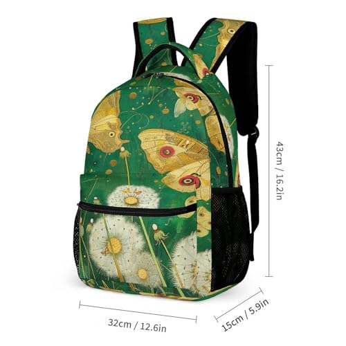 Yellow Butterfly Pattern Printed Backpack With Lunch Pack Storage Box Case 3pcs Lightweight Travel Backpack2