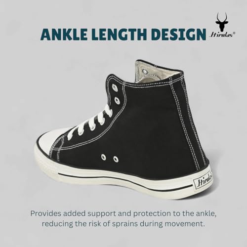 Image of Hirolas Men's Vulcanized Canvas Rubber Toe High Ankle Skateboard Sneakers Shoes.