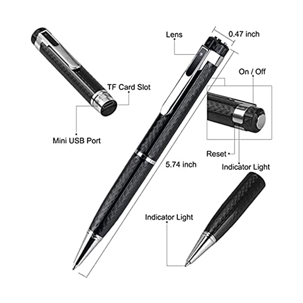 Hidden Camera Pen 1080P HD 2.5Hrs with 32GB SD Card - 2 in 1 - Camera Pen - Mini Body Camera, Card Reader, 5 Refills for Business, Conference, Security - Image 4