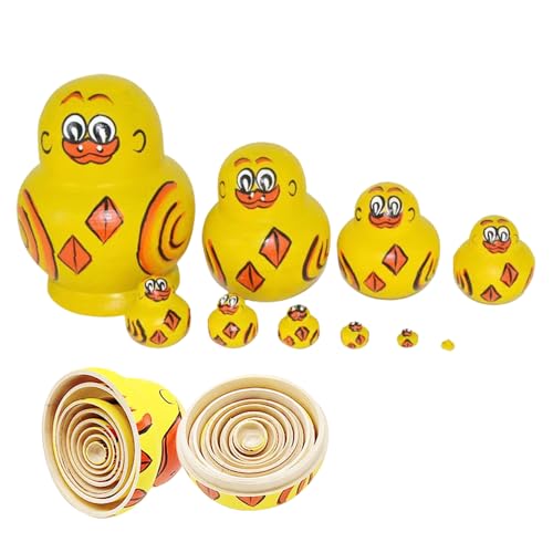 HIULLEN Duck Russian Nesting Doll 10PCS Russian Nesting Dolls Yellow Duck Russians Dolls Cute Ducks Nesting Dolls for Christmas and Birthday Home Office Decoration