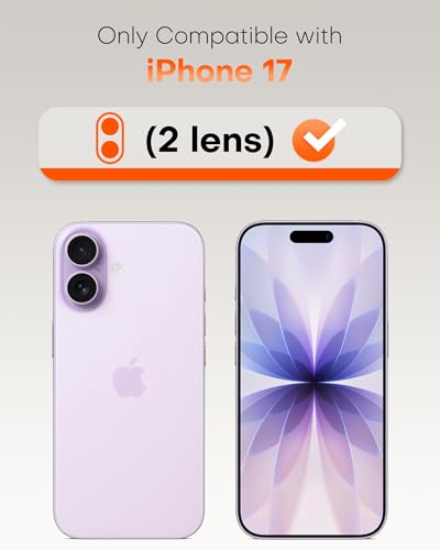 Image of TOCOL Camera Lens Protector for iPhone 17 Tempered Glass HD Individual Scratch Resistant Camera Cover Accessories Case Friendly 2 Pack（Light Purple）