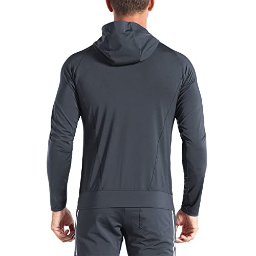 Brokig Mens Windbreak Lightweight Running Jackets With Zip Pocket,Workout Track Hoodie Athletic Gym Sweatshirts Men thumb #3