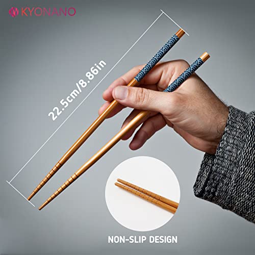 Kyonano Chopsticks Set, 5 Pairs Reusable Bamboo Chopsticks, Non-Slip Chop Sticks Set Japanese Style, Sushi Chopsticks, 23Cm #TOP4