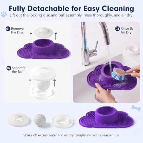 Image of Anti-Slip Slow Feeder Dog Bowl and Lick Mat with Rolling Ball