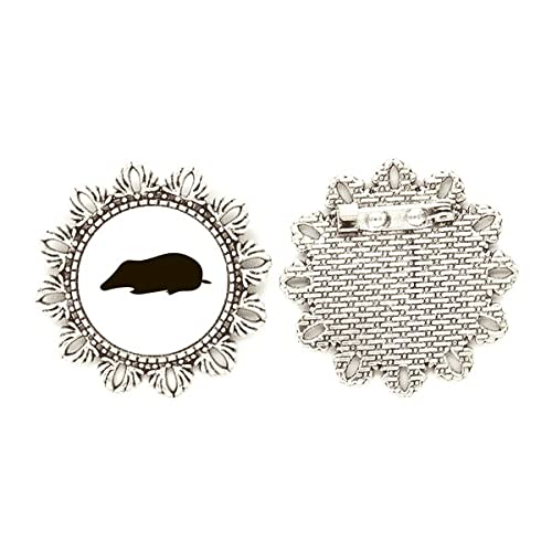 Broche de topo negro en plata de tamaño medium para solapa
