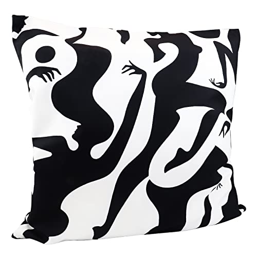 Autsky Throw Pillow Cover Velvet Vintage Body Textured Lumbar Decorative Throw Pillow Cover 18X18 Inch Geometric Pillow Cover Cushion Cases Soft Boho Pillow Cover, Black&White #TOP2