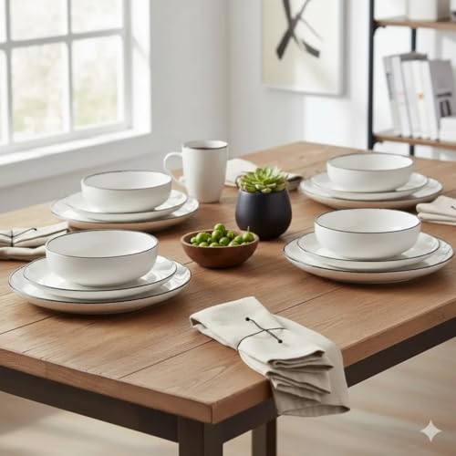 Opiniones de Venta de vajillas los mejores 5. 37 Red Velvet Vajilla de Cerámica - Set de 16 Piezas para 4 Personas | Platos Llanos, Platos de Postre, Cuencos de Cereal/Sopa y Tazas | Diseño Elegante, Resistente y para Uso...