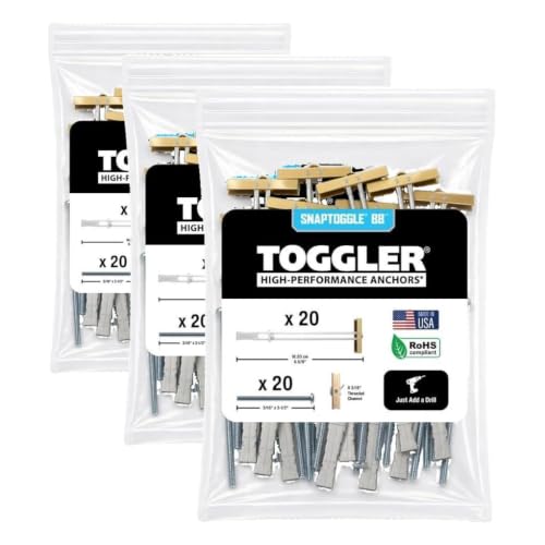 Image of TOGGLER SNAPTOGGLE Drywall Anchor with Included Bolts for 1 /4-20 Fastener Size; Holds up to 265 pounds Each in 1 /2-in Drywall by TOGGLER (60 Pack)