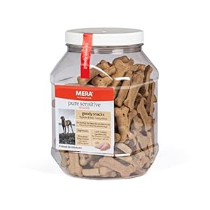 MERA pure sensitive Goody Snack, gesunde Leckerlis für sensible Hunde, Hundeleckerli aus Truthahn und Reis, Hundesnack glutenfrei zum Training (600 g)