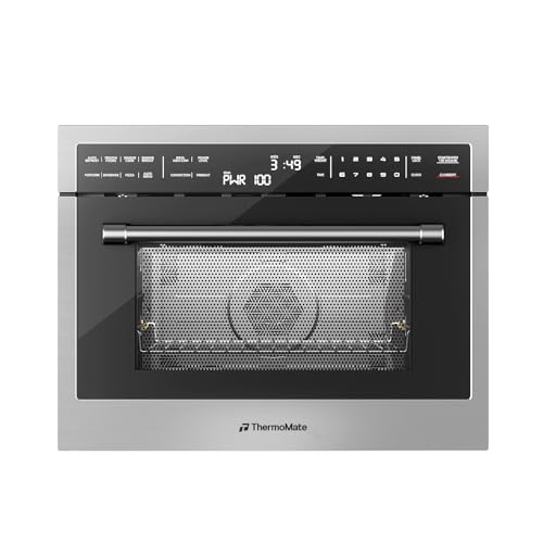 Image of 24 Inch Built-in Microwave and Convection Oven Combination, ThermoMate 1.6 Cu. Ft. Wall Oven Microwave Combos, 1000 Watt Power, Sensor Cook, Touch Control LCD Display, Stainless Steel Finish