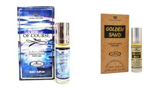 Ofcourse & Golden Sand Concentrated Perfume Oil 6ml (Pack of 2) | Long Lasting Alcohol-Free Attar for Women & Men | Premium Roll-On Fragrance | Travel-Friendly Perfume Oil