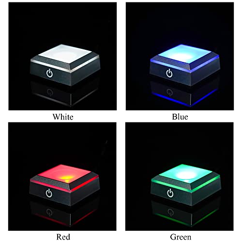 Image of ZEERSHEE Multicolor LED Light Base for Crystal Art Square Light Base for Acrylic 3D Glass Resin Art Color Show Stand Colorful Lighted Square Display Stand Battery /USB Power