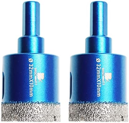 Dry Diamond Core Drill Bit Set,BRSCHNITT 2pcs/Pack 1 1/4 Inch (32mm) Diamond Hole Saw Core Drill Bit with Triangle Shank for Porcelain Tile Ceramic Stone Granite Marble