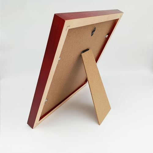 Image of 9x9 Picture Frames Red with Mat 7x7 Opening Solid Wood Frame, Plastic Panel (Film Needs to be Removed) Table or Wall.Front Window Opening 8.6x8.6 inch.