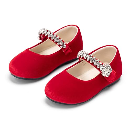Image of PHIRAMIN Toddler Flower Girl Glitter Dress Shoes Little Girl Ballet Flats Bow Wedding Party