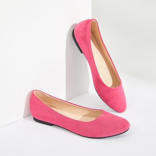 Image of Shupua Flats for Women Round Toe Black Ballet Flats Dressy Work Shoes