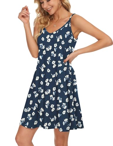 Image of MISFAY Women's Summer Spaghetti Strap Casual Beach Cover Up Dress with Pockets