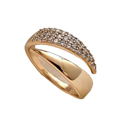 Stackable Adjustable Cubic Zirconia Wedding Ring - Non-Tarnish Gold Rings for Women