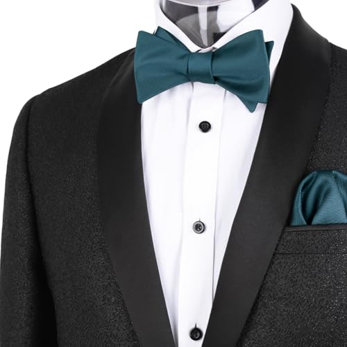 Image of Alizeal Mens 2pcs Solid Self-tied Bow Tie Set | Alizeal Mens 2pcs Self-tied Solid /Animal Bow Tie and Pocket Square Set Perfect for Wedding Business Formal Events
