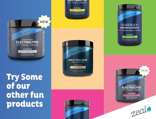 Image of Zeal Electrolyte Powder - 30 Servings | Keto Electrolytes Powder | Zero Sugar, BCAAs, B-Vitamins | Potassium, Zinc, Magnesium | Hydration Powder Recovery Drink | White Gummy Bear