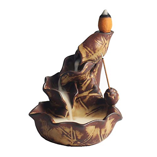 Moylor Lotus Waterfall Incense Burner Set Include 45 pcs Incense Cones and Sticks Backflow Incense Holders for Home Decor, Yoga, Reading, Aromatherapy, Gifts - Thumbnail 2