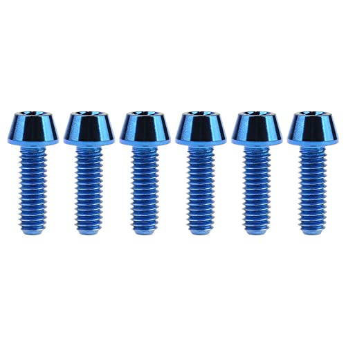 Image of Titanium Ti DIN912 M4 8 10 12 15 20mm Tapered Head Hex Bolts Bicycle Screws Pack of 6 (Blue, M4x12mm)