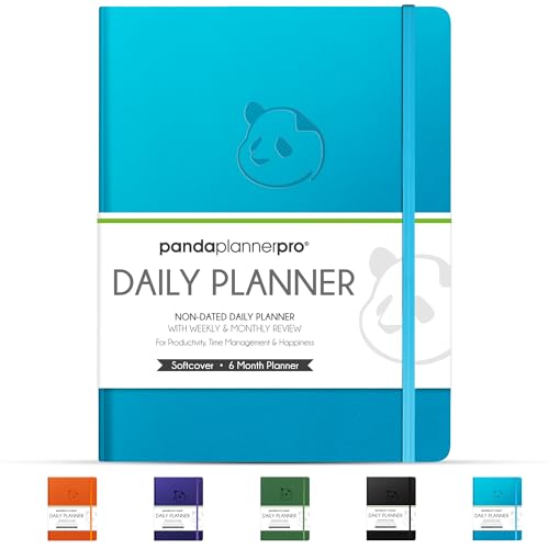 Panda Planner Pro A4 Daily Planner 2026 – 6 Month Academic & Daily Monthly Planner, Large 8.5x11 Undated Calendar & Weekly Layouts, Study Planner, Goal Setting, Habit Tracker & Productivity Organizer – Cyan Blue