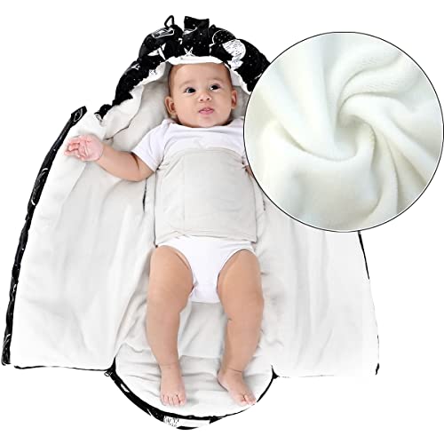 Lakpopya Baby Fußsäck für Kinderwagen aus Milchfleece/Flanell, Baby Winterfußsäck mit Muster, 102 * 57CM Babyfußsack für Babys 0-36 Monate (Raumschiff)