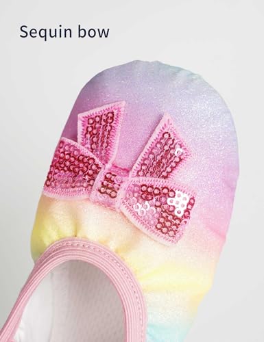 Ballet Shoes for Girls Rainbow Glitter Split Sole Ballet Slippers Dance Shoes with Elastic Band for Toddler/Little Kid/Big Kid3