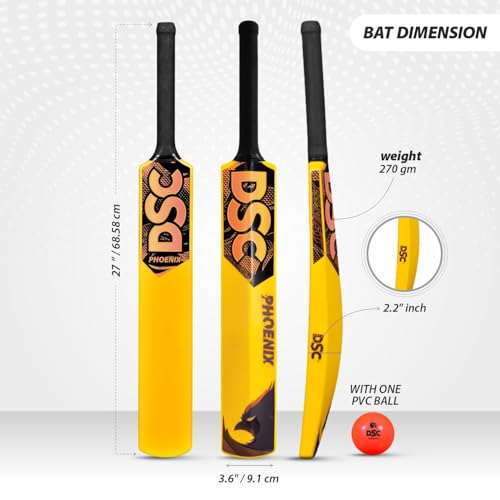Image of DSC Phoenix Plastic Cricket Set - Ideal for Tennis and Gully /Turf Cricket Bat, Size - 6