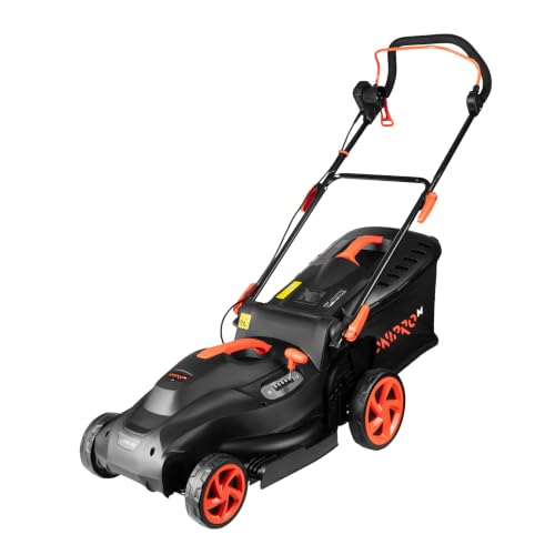 Dnipro-M Cortacésped Eléctrico 1800W, Ancho de Corte 42cm, Altura de Corte 25-70mm (6 Posiciones), Cesta de 50 L, Regulación Centralizada, Ajuste de Manillar, para Jardines de hasta 800m²