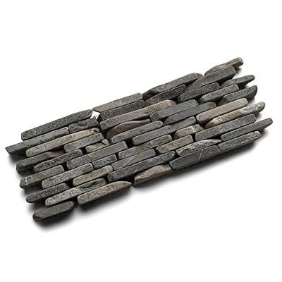 Handmade Grey Standing Mosaic Tile - Beautiful Wall Décor with Natural Stone Pebbles