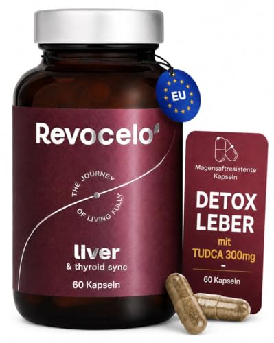 Revocelo Leber-Komplex mit TUDCA - Schilddrüsen-Umwandler - 9-fach-Formel + liposomales Glutathion Cholin und Selen - vegan und produziert in Europa - 60 Kapseln