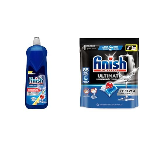 Finish Bulaşık Makinesi Parlatıcı & Kurutucu Limonlu (1 x 800 ml) ve Finish Ultimate 85 Kapsül Bulaşık Makinesi Deterjanı Tableti (1 x 85 Kapsül)
