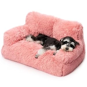 Mewoo Dog Couch, Small Dog Bed with Removable Washable Cover, Cute Cat Couch for Pets, Cat Beds for Indoor Cats with Anti-Slip Bottom (Pink)