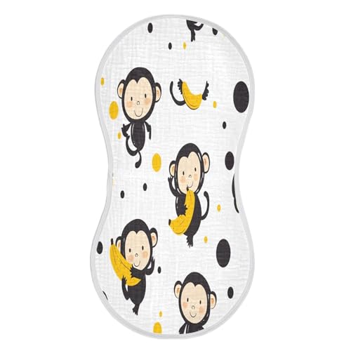 Cartoon Monkey Burp Cloths Cotton Baby Washcloths,Large 22x11in Burping Cloth Absorbent and Soft for Newborn Baby Boys and Girls,2 Pack
