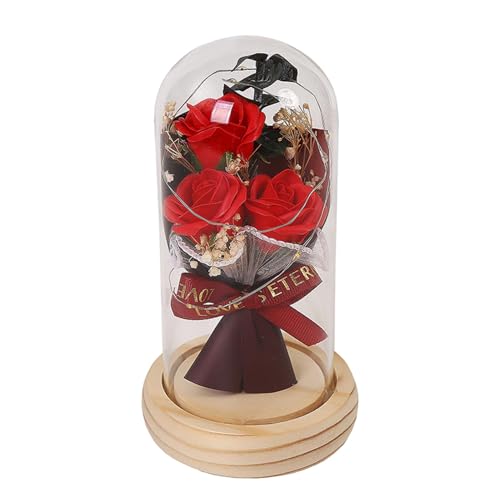 Rosa en cúpula de – Rosa preservada, Rosa de Seda, Regalos para Mujer | La y la, Rosa Luminosa, Idea de cumpleaños, decoración romántica del hogar como Regalo para Madre,
