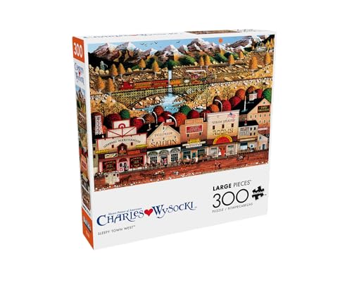 buffalo games - charles wysocki - sleepy town west - 300 piece jigsaw puzzle for adults - challenging puzzle perfect for game nights - finished puzzle size is 2125 x 1500