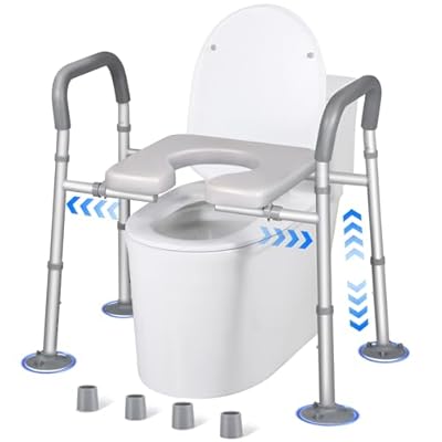 Takuyada FSA/HSA Eligible Width & Height Adjustable Raised Toilet Seat with Handles, Toilet Seat Risers for Seniors, Toilet Riser with Handles, Elevated Toilet Seat with Handles (Without Bucket)