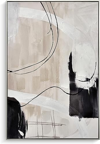 Creoate Abstract Canvas Wall Art, Hand Painted Texured Painting Canvas Artwork for Walls, 24x36 Inch, Framed