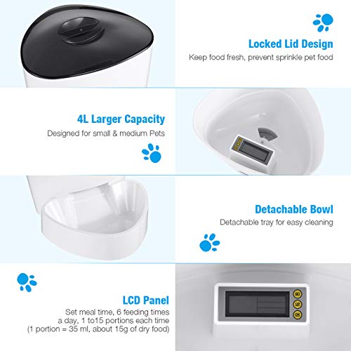 isYoung Automatic Cat Feeder, 4L Smart Pet Feeder for Cat & Dog 6