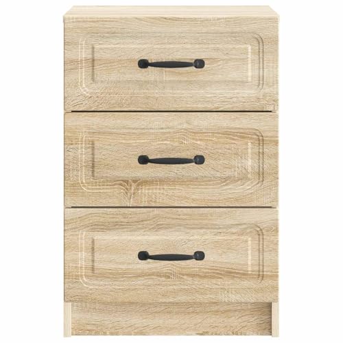 Table de chevet chêne Sonoma avec 3 tiroirs | Commode bois moderne et table d'appoint de nuit